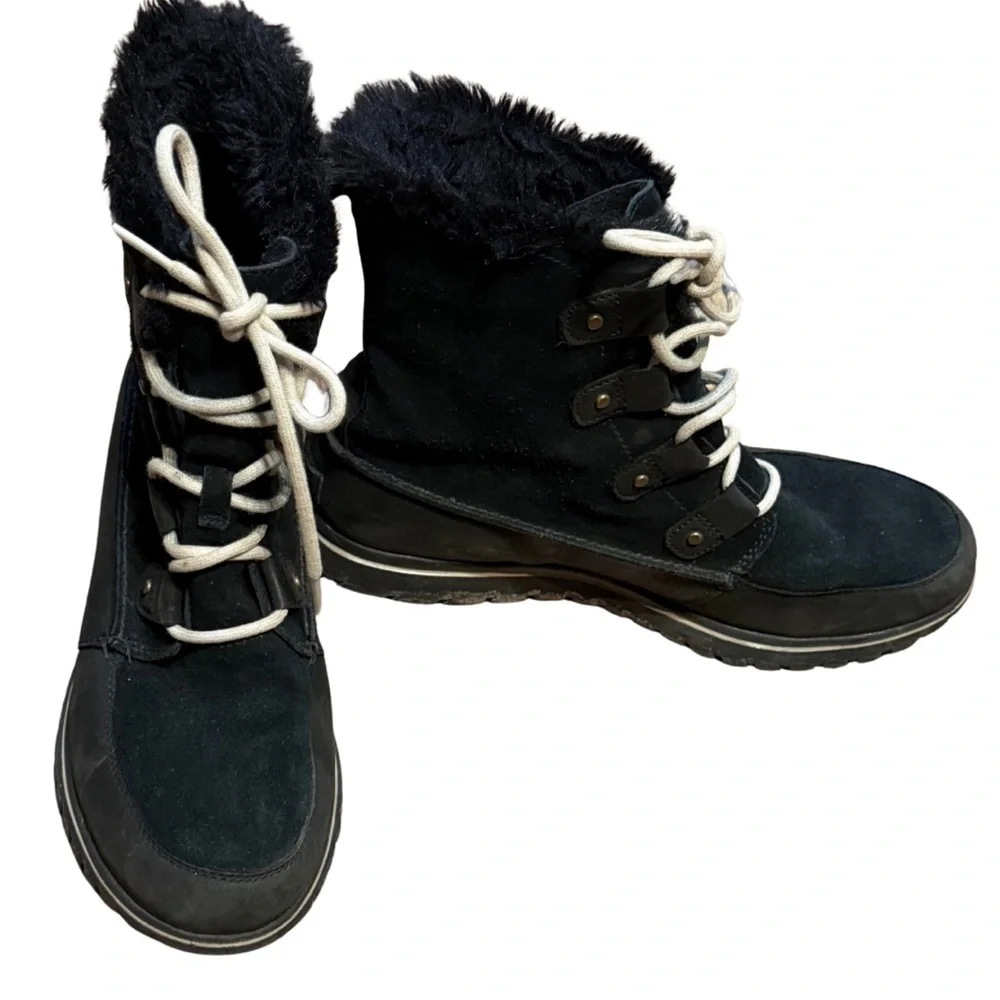 Sorel Joan Explorer Boots Womens 10 Black‎ Faux Fur Winter Cozycore